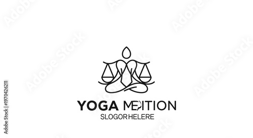 Yoga Meditation Balance Symbol Line Art Logo.