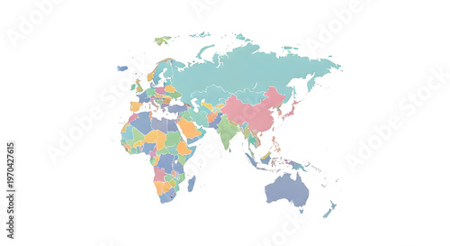 Modern Minimalist Pastel World Map Illustration on White Background