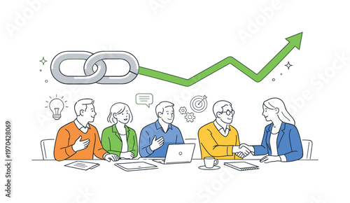 Business partners reviewing partnership outcomes and strengthening long-term cooperation during a constructive strategy discussion around shared goals