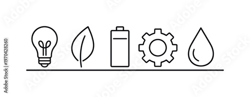 Energy efficiency and sustainable resource management for reducing consumption and supporting environmentally responsible operations, light bulb, leaf