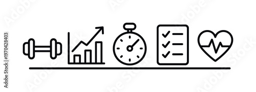 Fitness progress tracking and performance monitoring for achieving training goals and maintaining consistent physical improvement, dumbbell, upward