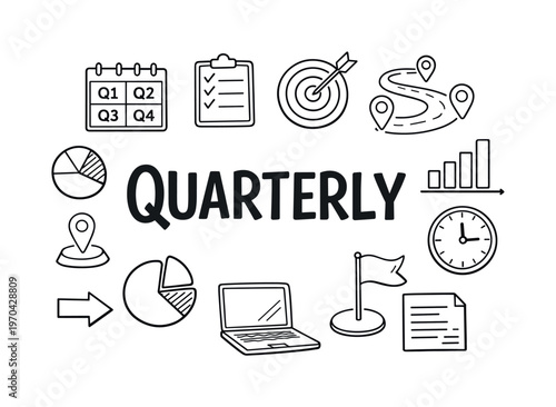 Clear quarterly planning and goal alignment concept focused on setting priorities, distributing resources and tracking objectives over a defined time