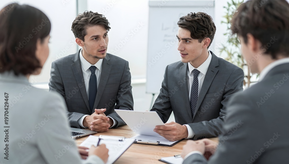 Fototapeta premium Business professionals engaging in a productive discussion at a conference table
