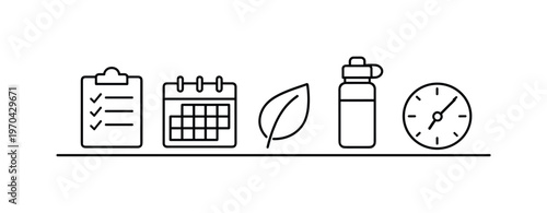 Healthy habit stacking and routine building for integrating positive behaviors and improving long-term lifestyle consistency, checklist, calendar page