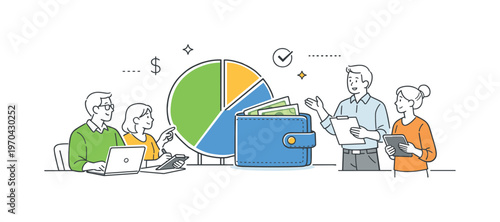 Professionals maintaining transparent budgeting discipline and tracking spending awareness together during a routine financial review session in a