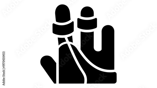 Finger support splint icon for medical injury protection and immobilization