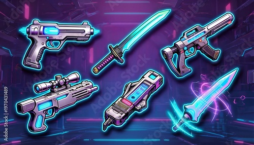 Obraz na płótnie Cyberpunk Weapons Collection