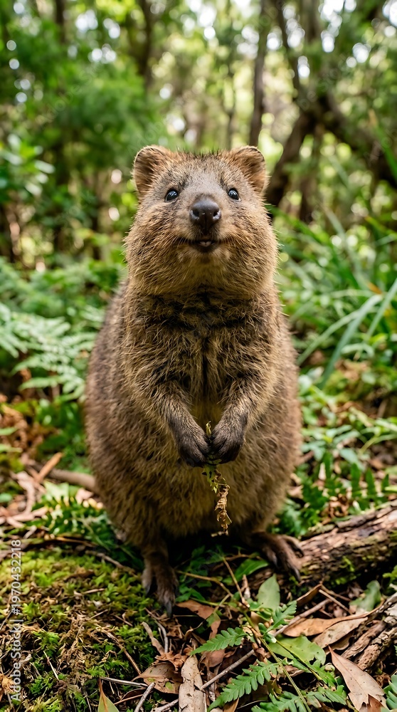 Fototapeta premium Quokka Smiling Forest Rare Cute Animal
