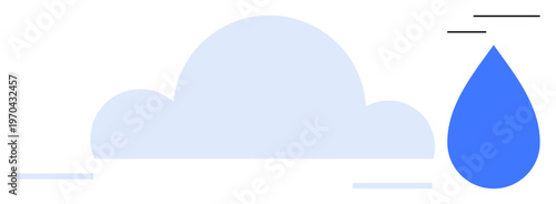 Weather forecasting, climate change, data storage, rainfall, water cycle, technology. A minimalist cloud and drop of water design. Weather forecasting and climate change conceptual
