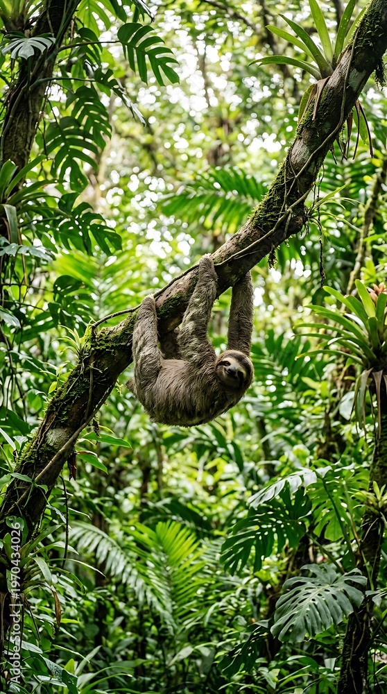 Fototapeta premium Sloth Jungle Tree Tropical Wildlife Scene