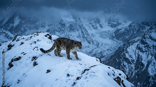 Snow Leopard Mountain Wildlife Rare Predator