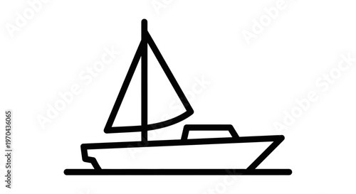 Generic sailboat outline icon vector illustration for nautical, travel, adventure, and maritime concepts