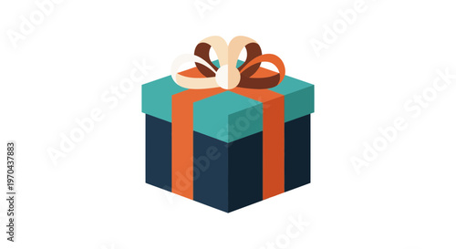 Wrapped gift box with ribbon.