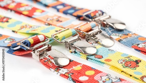 Closeup of elastic adjustable kids ties with clipon fasteners showcasing colorful patterns and secure grip designed for effortless wear and comfort.