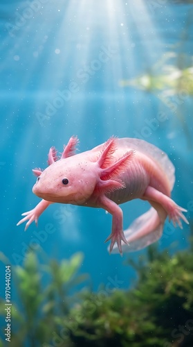 Axolotl Underwater Rare Exotic Aquatic Animal