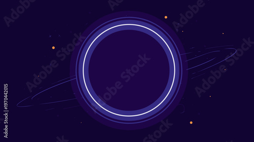 Deep space black hole illustration with glowing accretion disk and distant stars on a dark cosmic background, astronomy concept