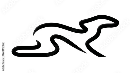Stylized black line art illustration of a ferret or weasel, minimalist animal icon, modern sleek design on white background, simple vector