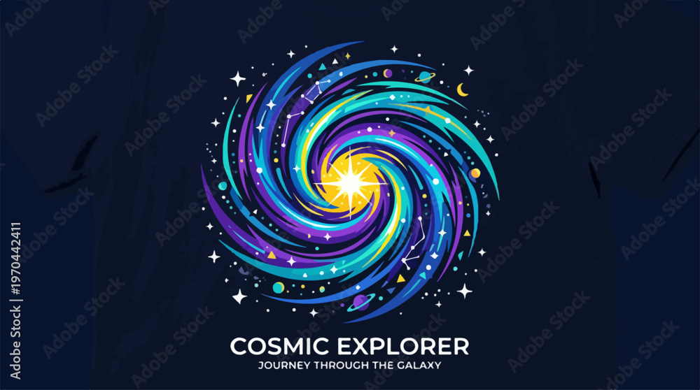Fototapeta premium Cosmic Explorer - Journey Through the Galaxys Vibrant Swirls.