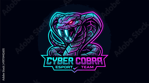 Cyber Cobra Esports Team Logo - Neon Snake Design.