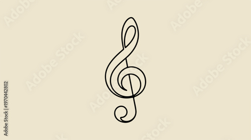 Elegant musical treble clef symbol on a beige background design.