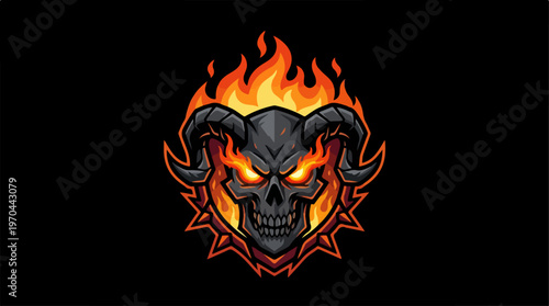 Fiery Skull Emblem - A Symbol of Power and Darkness.