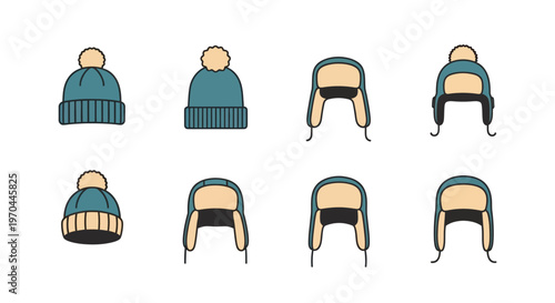 Collection of Winter Hats and Beanies for Cold Weather.