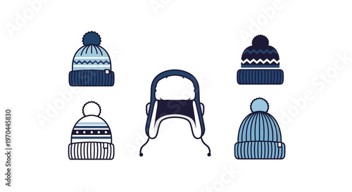 Collection of Winter Hats and Earflap Hat.