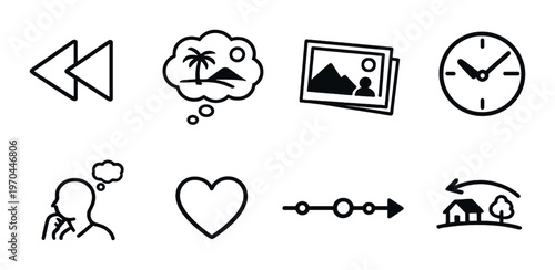 Icons representing navigation and memory functions on dark panel