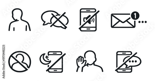Communication and do not disturb icons on dark background