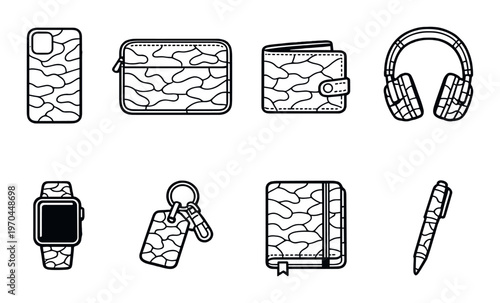 Camouflage patterned personal accessories and tech items