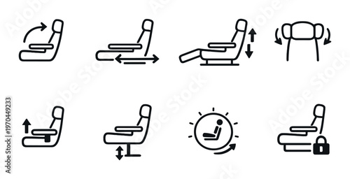 Seat adjustment icons showing functions for passenger seats