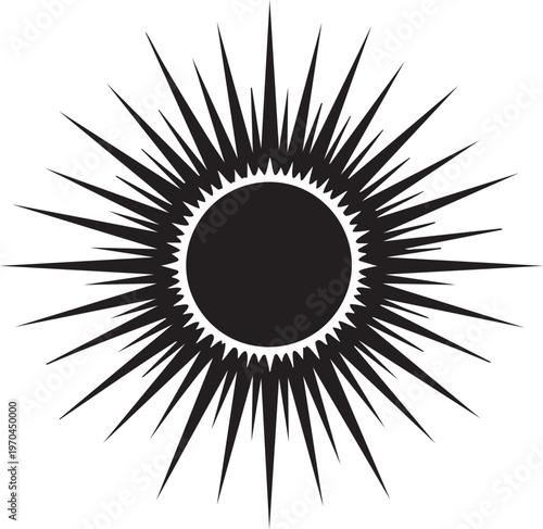 Black sunburst design with sharp rays