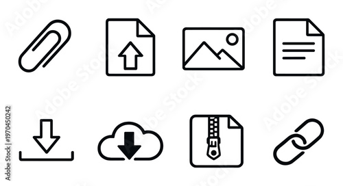 File attachment and transfer icons on gray textured background