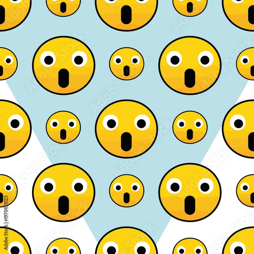 Surprised Emoji Faces Pattern Seamlessly Repeating.