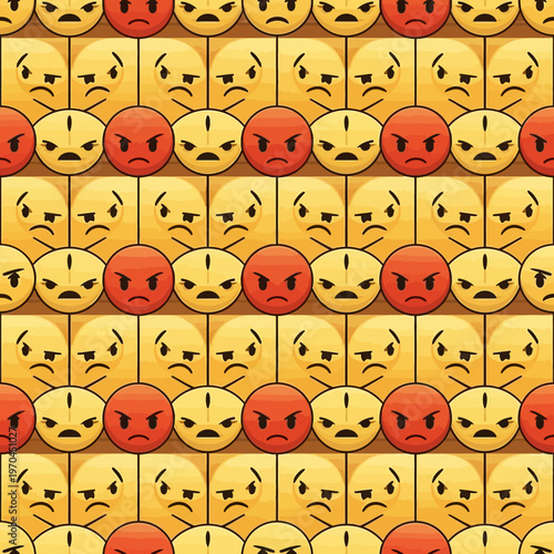 Angry and Sad Emoji Faces Pattern.