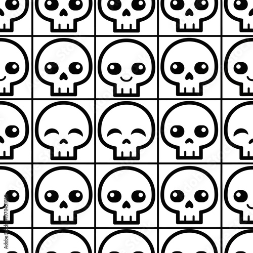 Cute Skull Pattern Seamless Repetition Graphic Design.