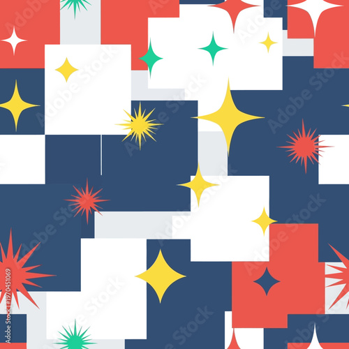 Geometric Starburst Pattern Seamless Background.