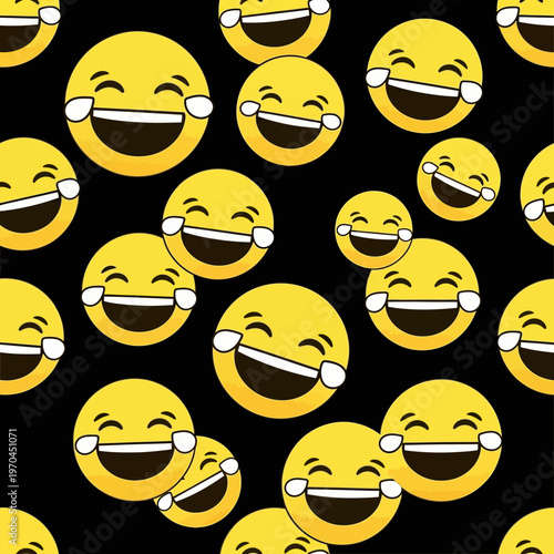 Joyful Laughing Emoji Faces Pattern.