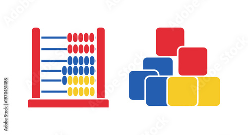 Abacus and building blocks, early learning, math and development concept