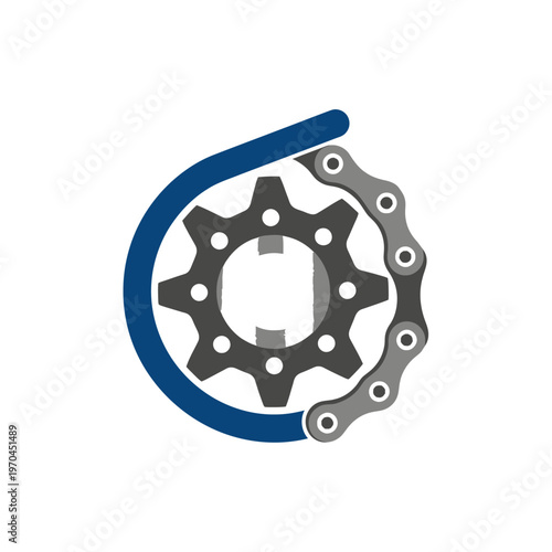 Abstract Gear and Chain Logo Concept - Industrial Design