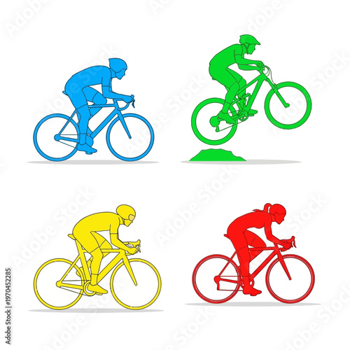 Colorful Cyclists Montage: Road Race, Mountain Bike, BMX, Time Trial