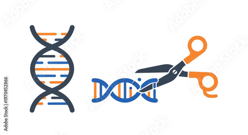 DNA Scissors Cutting Gene Helix - Genetic Engineering Concept