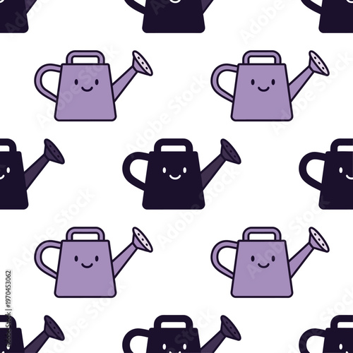 Cute Kawaii Watering Can Pattern.
