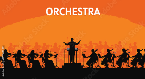 Orchestra Silhouette Performance at Sunset