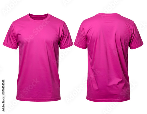 Plain pink short-sleeve crew neck t-shirt, front and back