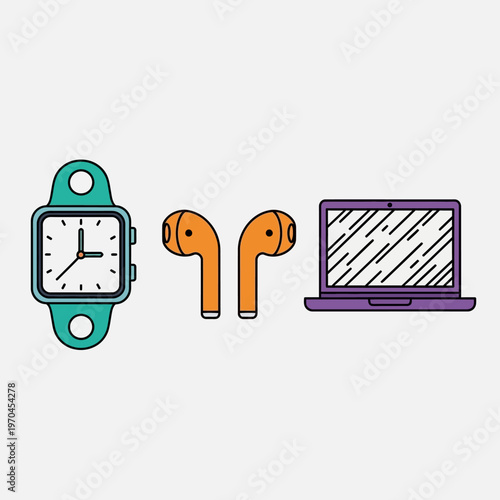 Smartwatch, Wireless Earbuds, and Laptop: Modern Gadgets for Connectivity