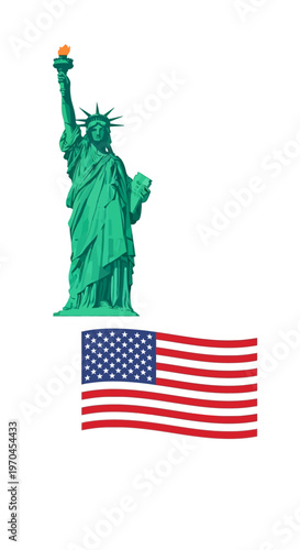 Statue of Liberty and American Flag - Iconic Symbols of the USA