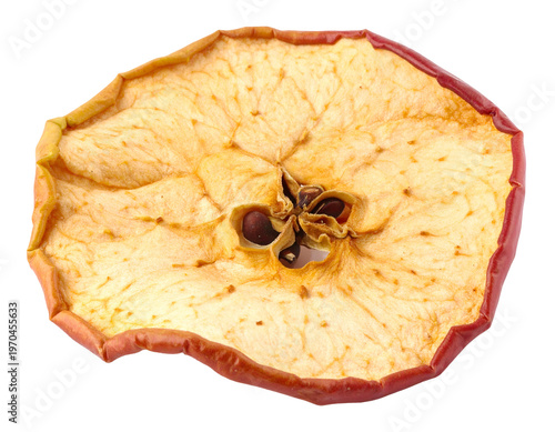 Thinly sliced dried apple with core and seeds