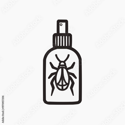 Flat vector illustration of an insect repellent spray bottle, suitable for pest control ads, outdoor activity guides, or product packaging.