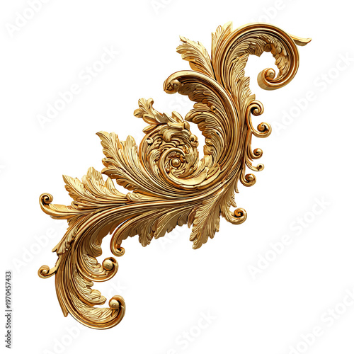 Ornate golden decorative flourish with intricate swirling leaf motifs
